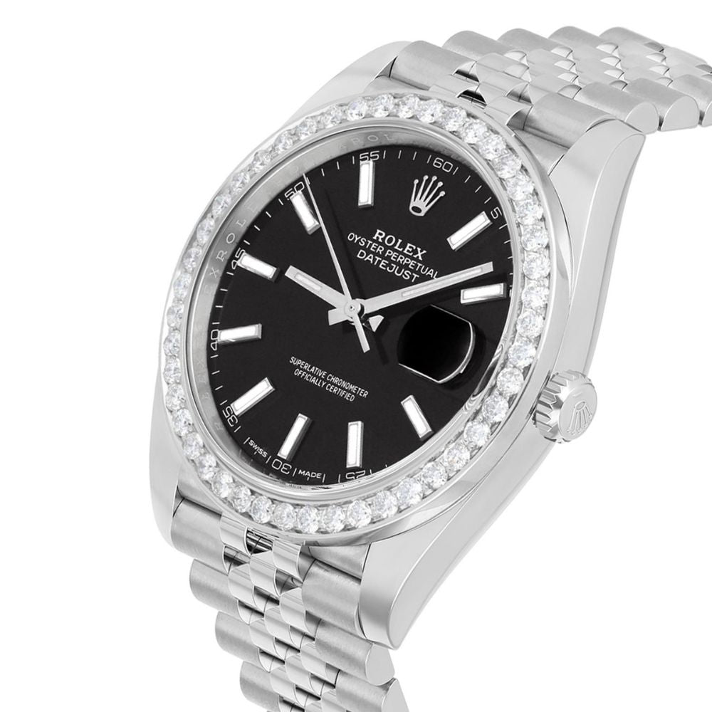 Black Color Dial Stainless Steel Moissanite Watch Gift For men's