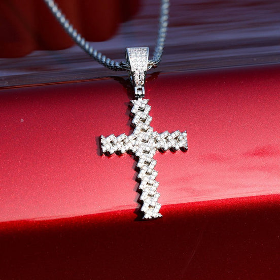 Hip Hop Iced Out Cross Moissanite Pendant