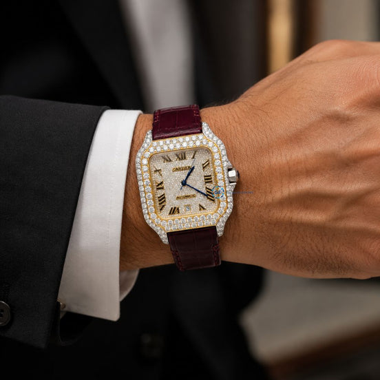 Leather Belt Moissanite Luxury Daily Wear Watch