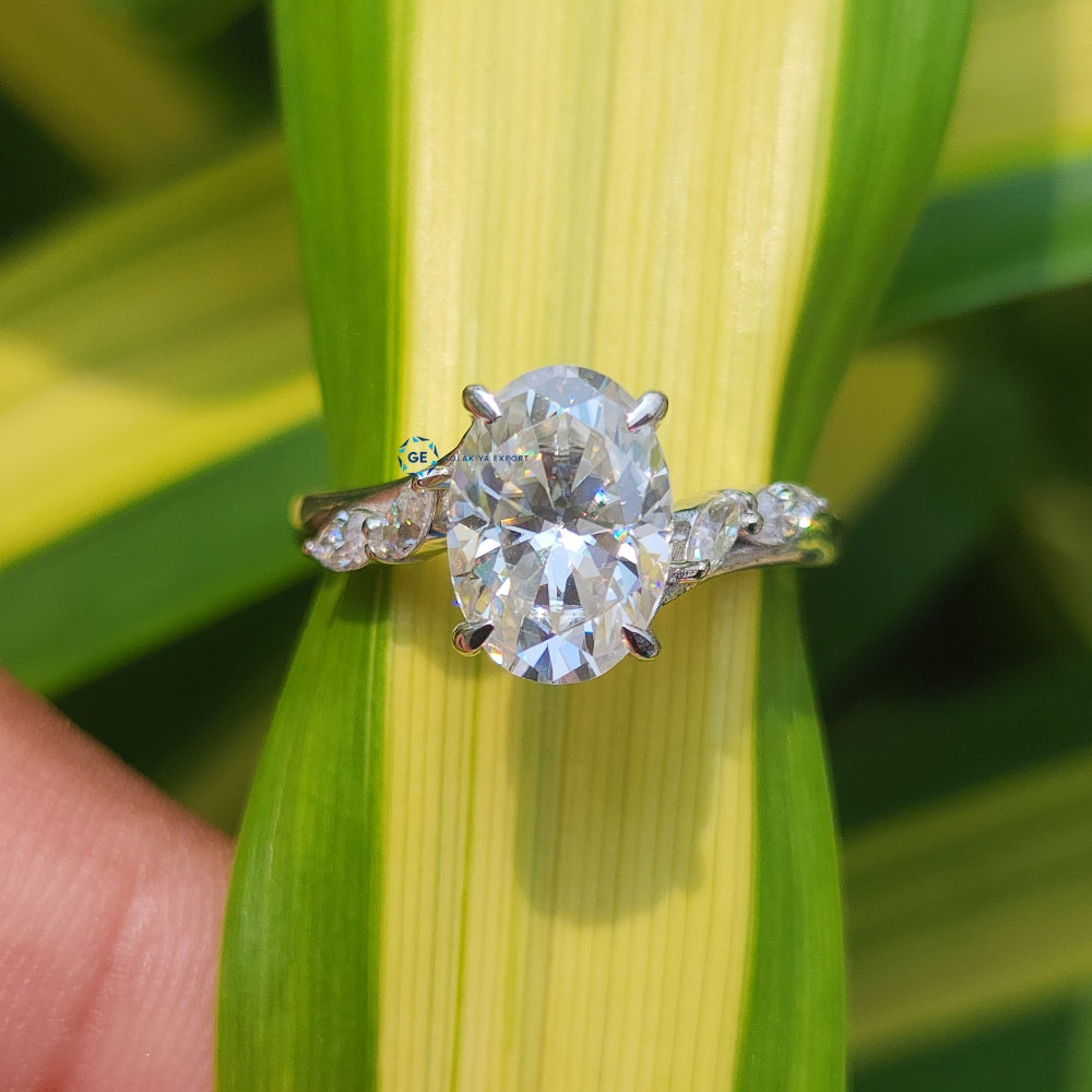 Oval Cut White Gold lab Grow Diamond Engagement Ring
