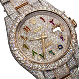 Datejust Rainbow Moissanite Arabic Numerals Stainless Steel Custom Watch