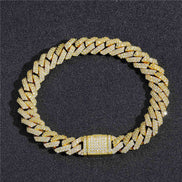 Lab Created Moissanite Diamond Silver Cuban Bracelet