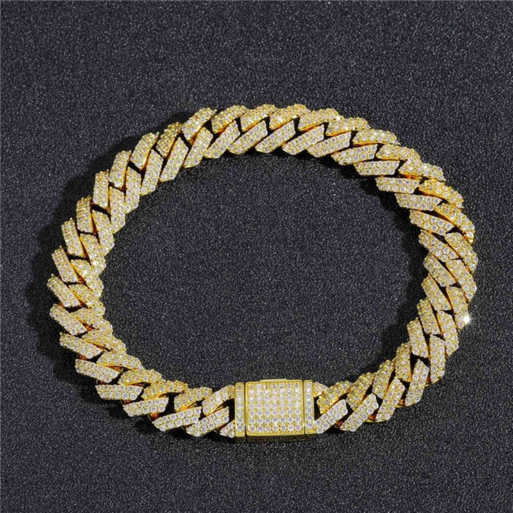 Lab Created Moissanite Diamond Silver Cuban Bracelet
