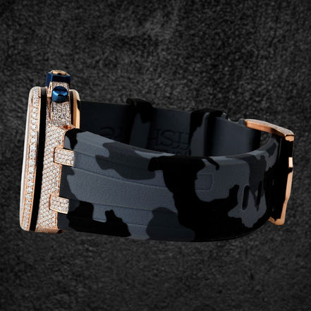 Rubber Strap Iced Out Moissanite Diamond Wrist Watch