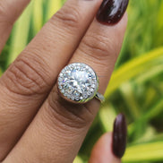 Round Cut Lab Grown Diamond Halo Engagement Ring