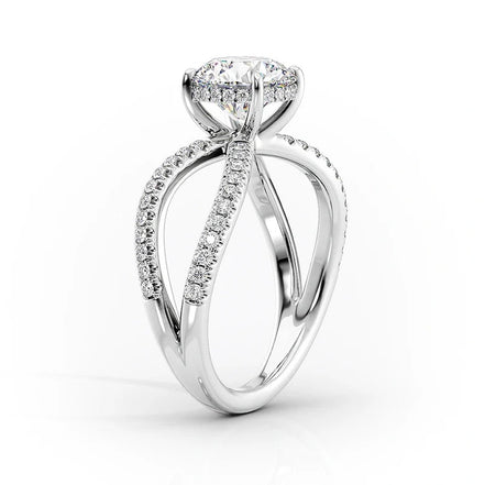 Oval Cut Criss Cross Moissanite Engagement Ring