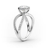 Split Shank Hidden Halo Cushion Cut Moissanite Ring