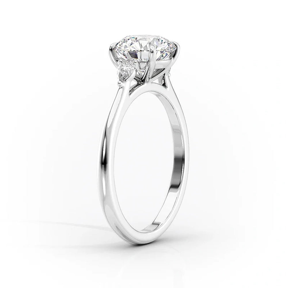 Moissnaite Oval Cut Three Stone Engagement Ring
