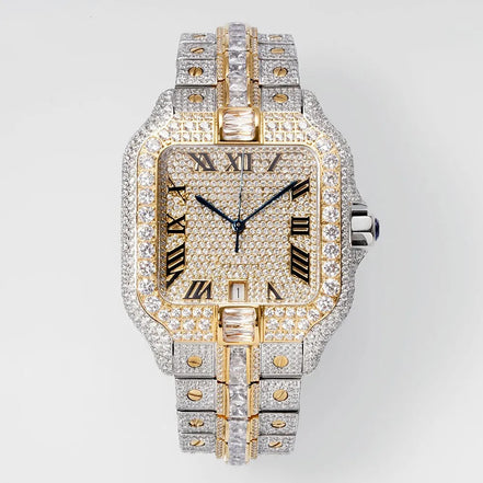 Luxury Arabic Dial VVS1 Moissanite Dual Tone Hip Hop Watch