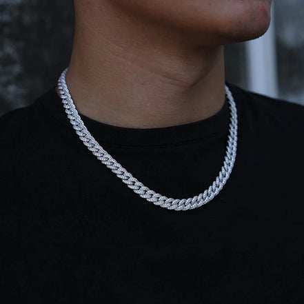 Sterling Silver Moissanite Diamond 18mm Cuban Link Chain