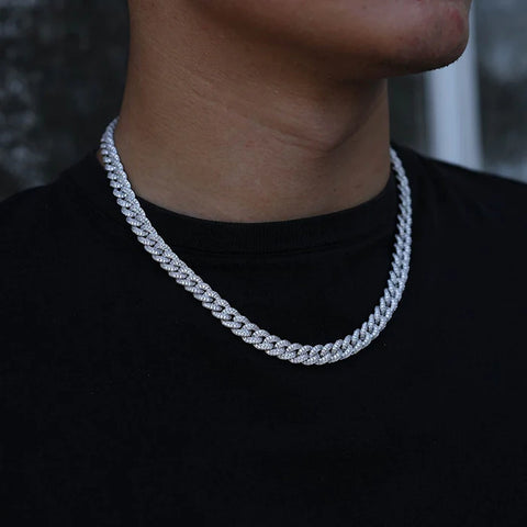 Sterling Silver Moissanite Diamond 18mm Cuban Link Chain