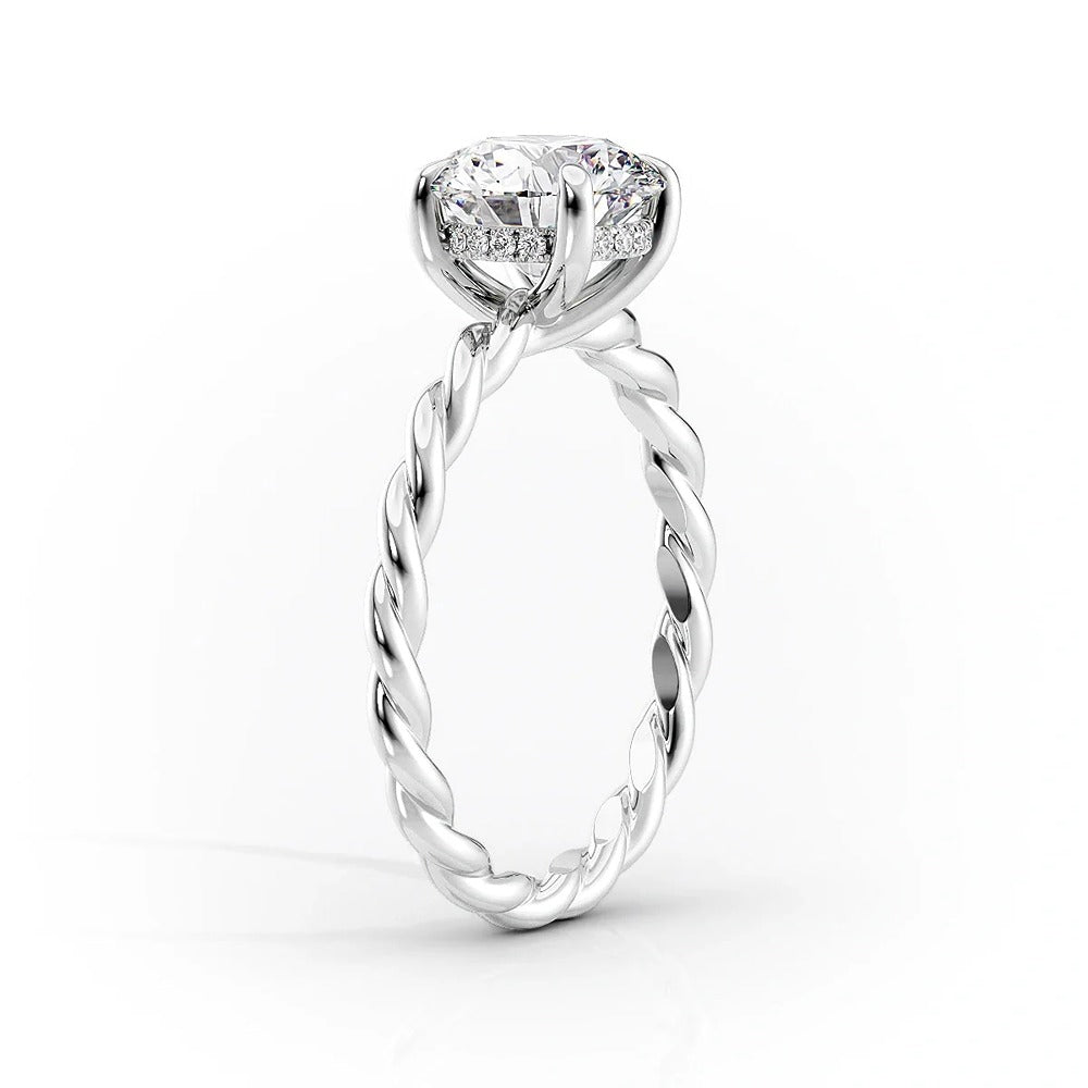 Moissanite Round Cut Twisted Shank Wedding Ring