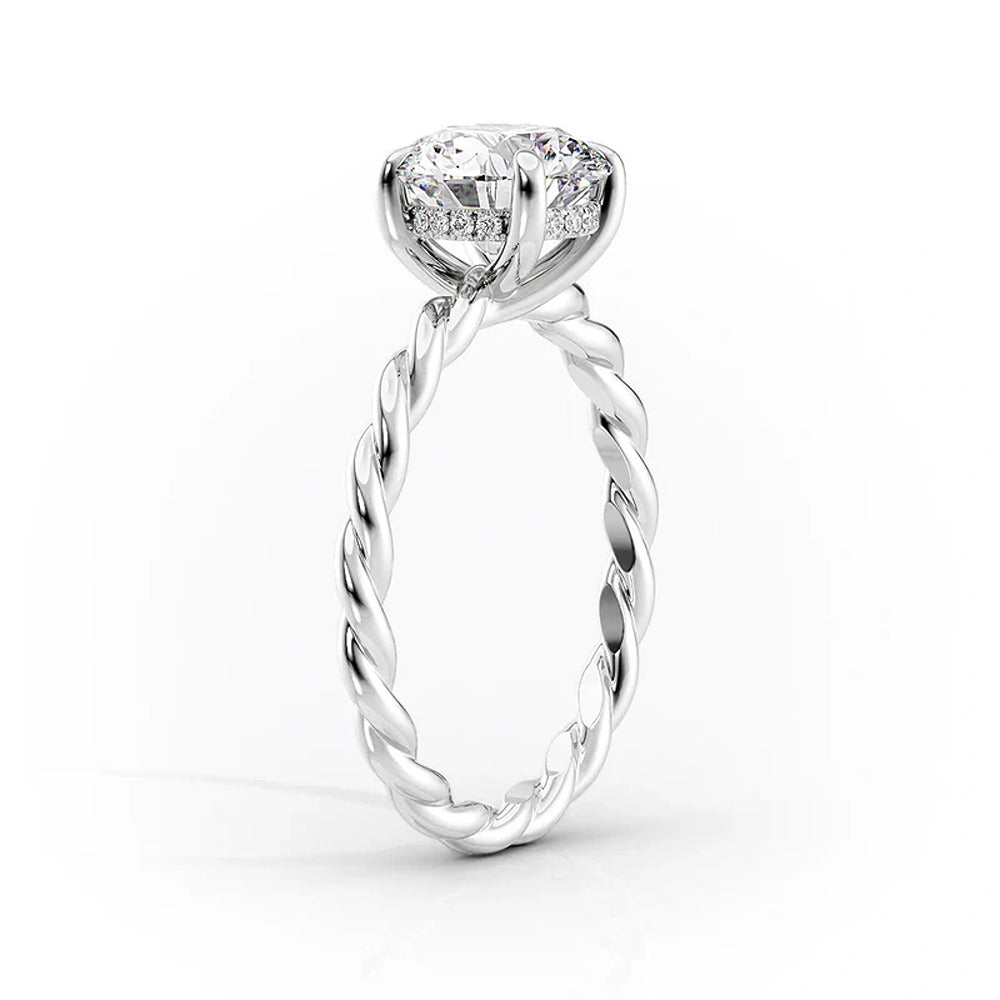 Cushion Cut Moissanite Twisted Band Engagement Ring