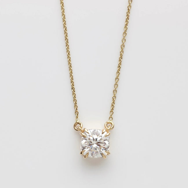 Solitaire Cushion Cut Moissanite Diamond Pendant
