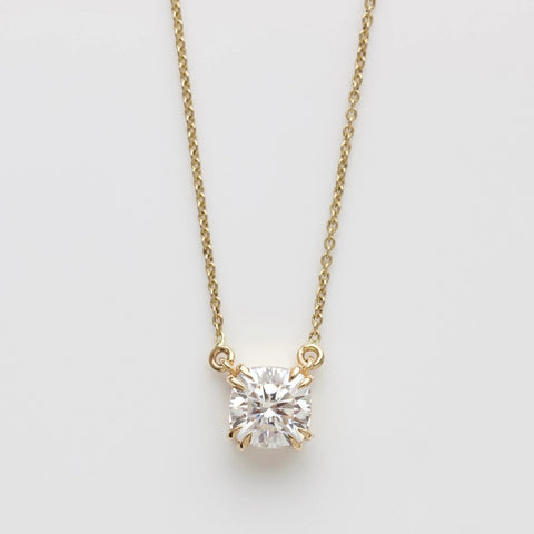 Solitaire Cushion Cut Moissanite Diamond Pendant
