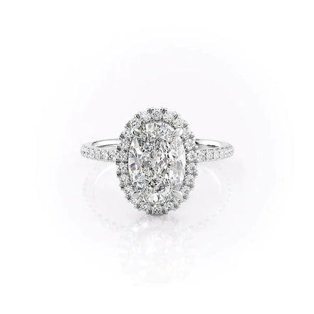 Vintage Halo Moissnaite Oval Cut Engagement Ring