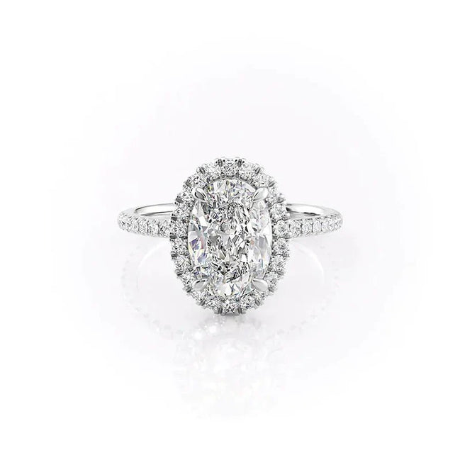 Vintage Halo Moissnaite Oval Cut Engagement Ring