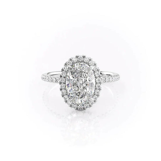 Vintage Halo Moissnaite Oval Cut Engagement Ring