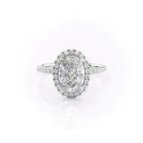 Vintage Halo Moissnaite Oval Cut Engagement Ring