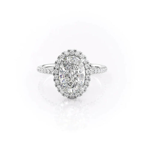 Vintage Halo Moissnaite Oval Cut Engagement Ring