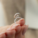 Vintage Halo Moissnaite Oval Cut Engagement Ring