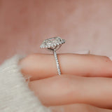 Vintage Halo Moissnaite Oval Cut Engagement Ring