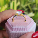 Round Cut Lab Grown Diamond Twisted Band Yellow Gold Ring