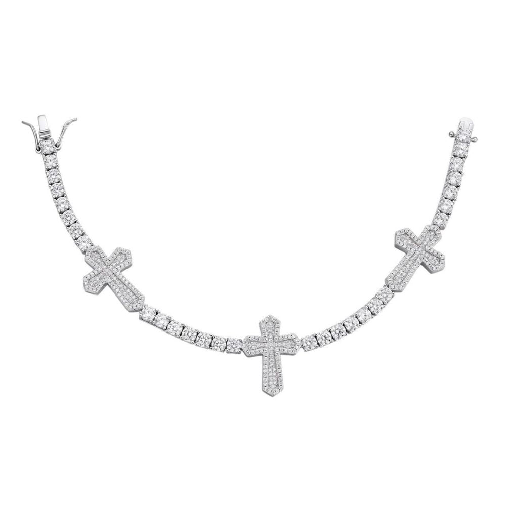 Moissanite Cross Iced Out Tennis Bracelet