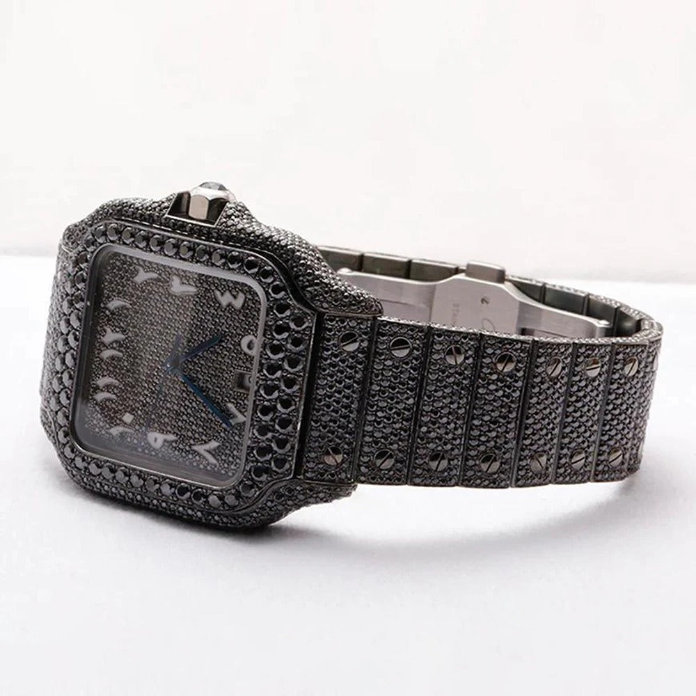 Automatic Movement Moissanite Full Black Watch For Him
