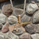 Iced Out Moissanite AK 47 Hip Hop Silver Pendant