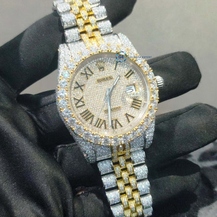 Moissanite Diamond Dual Tone Iced Out Hip Hop Men's Watch