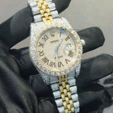 Moissanite Diamond Dual Tone Iced Out Hip Hop Men's Watch