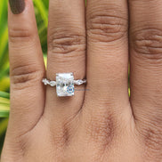 Radiant Cut Lab Grown Engagement Ring White Gold Wedding Ring
