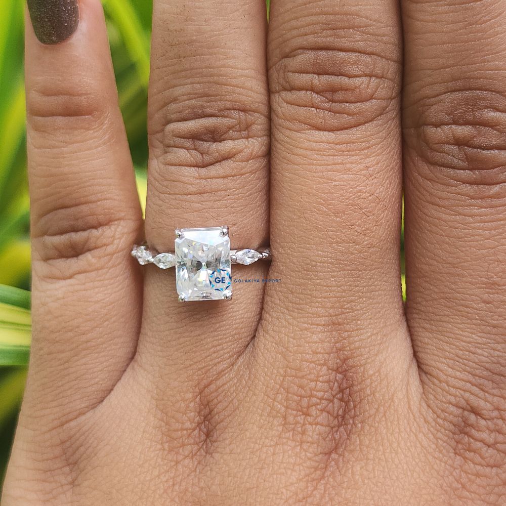 Radiant Cut Lab Grown Engagement Ring White Gold Wedding Ring