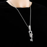 Flooded Ice Wise Owl Key Bling Moissanite Pendant