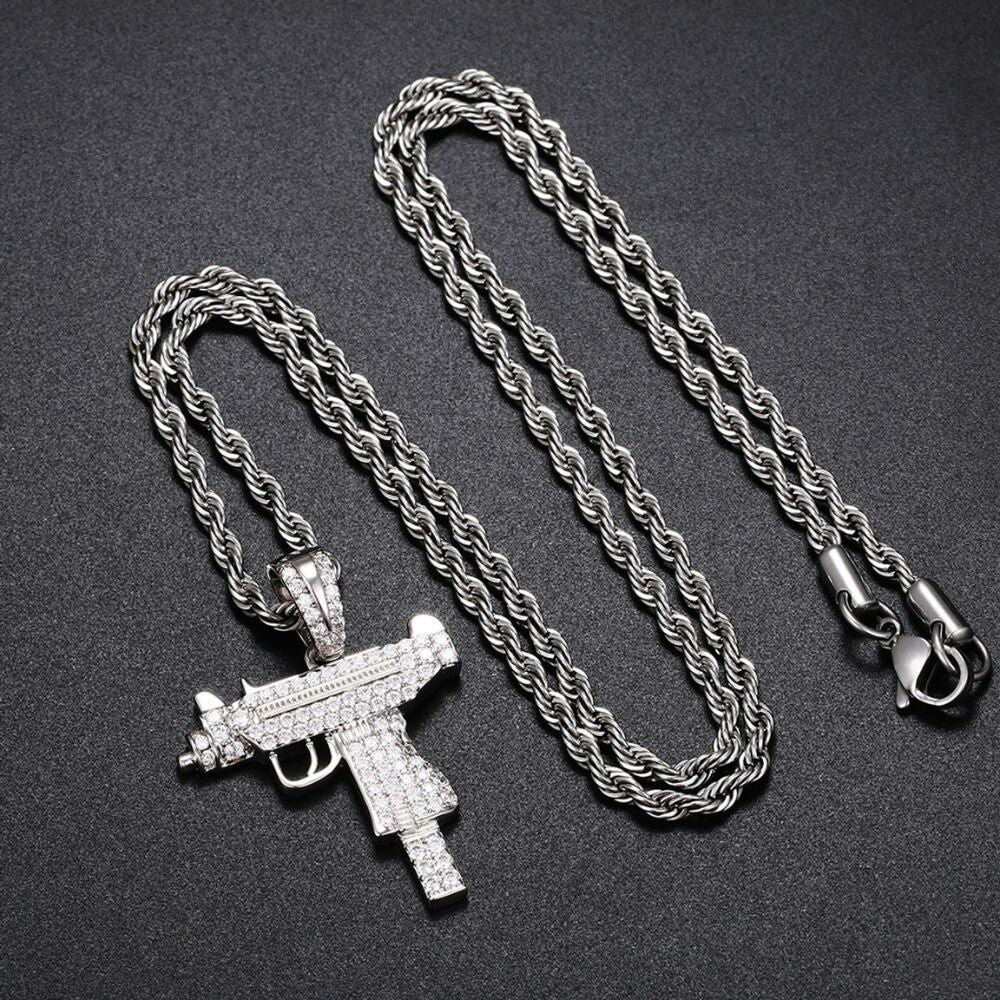 VVS1 Clarity Moissanite Diamond Gun Pendant For Men's