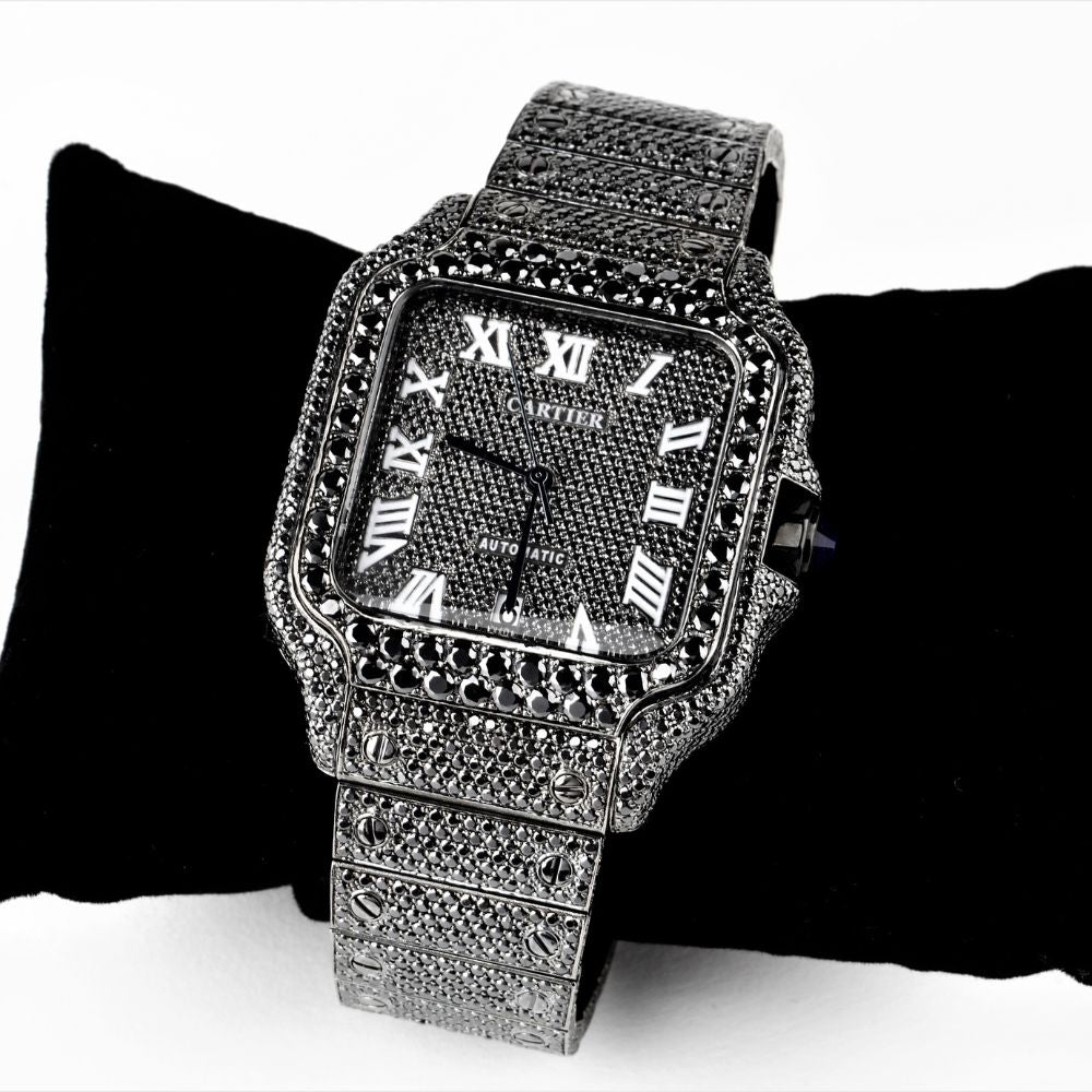Black Moissanite Diamond Luxury Hip Hop Watch