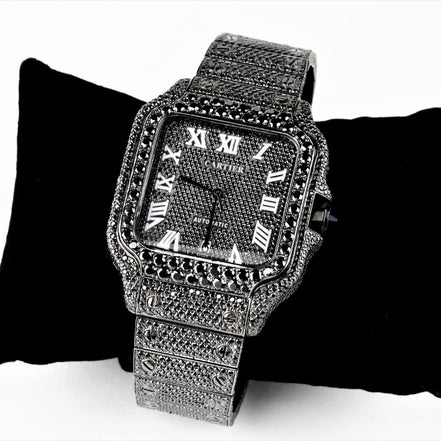 Black Moissanite Diamond Luxury Hip Hop Watch