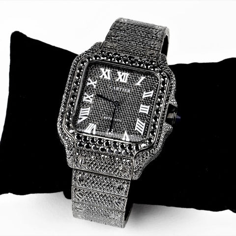 Black Moissanite Diamond Luxury Hip Hop Watch