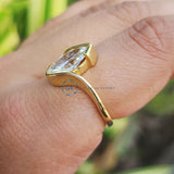 Half Bezel Set Marquise Cut Solitaire Lab Grown Diamond Ring