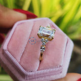 2.5 CT Emerald Cut Lab Grown Diamond Unique Wedding Ring