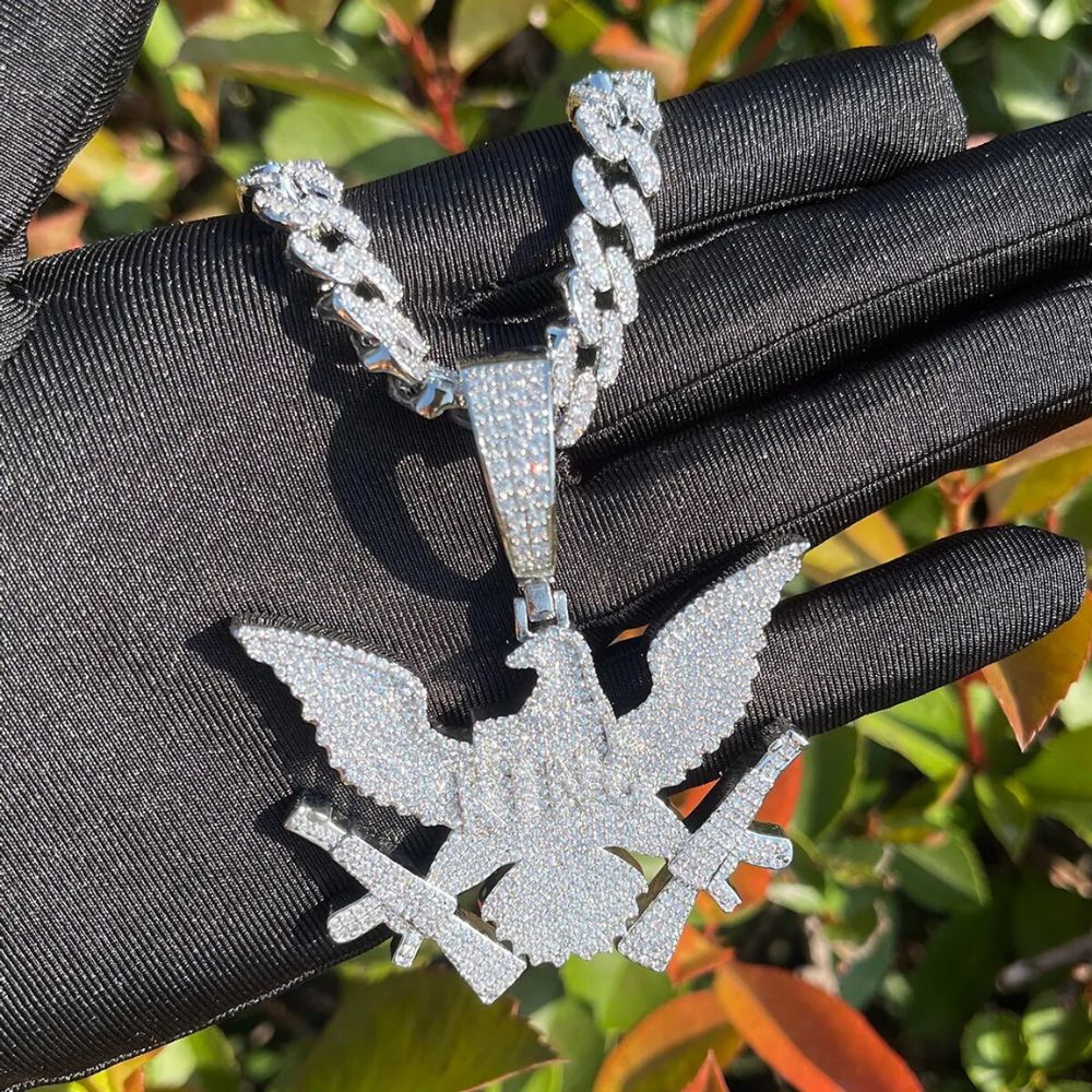 Men's Iced Out Eagle Gang Pendant Moissanite Pendant