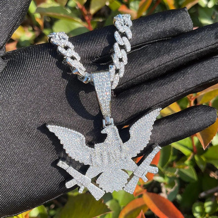 Men's Iced Out Eagle Gang Pendant Moissanite Pendant