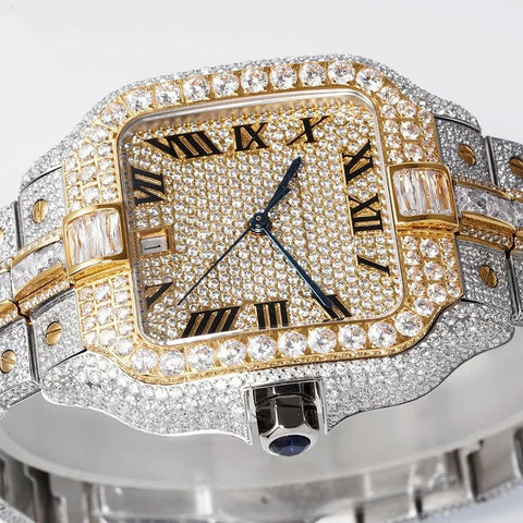 Luxury Arabic Dial VVS1 Moissanite Dual Tone Hip Hop Watch