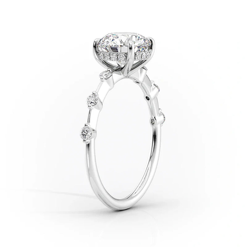 Hidden Halo Moissanite Pear Cut Engagement Ring For Her