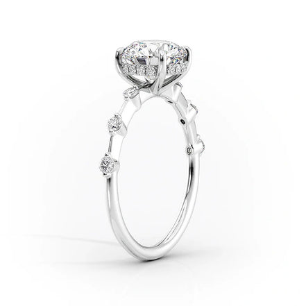 Hidden Halo Moissanite Pear Cut Engagement Ring For Her