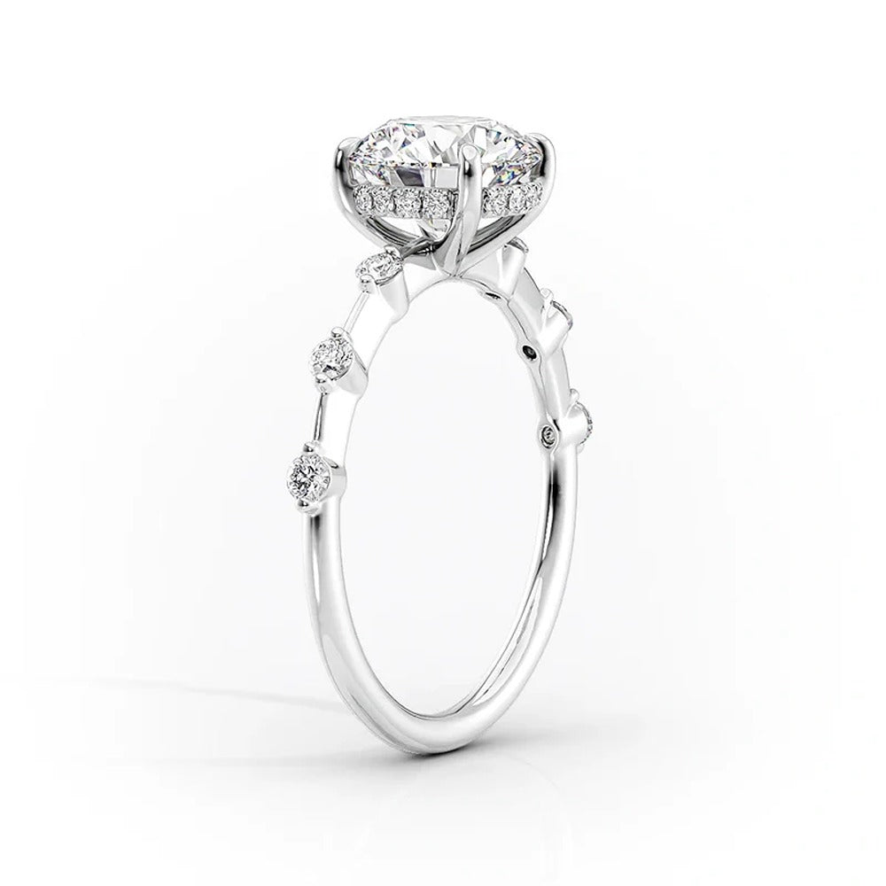 Oval Cut Moissanite Hidden Halo Engagement Ring