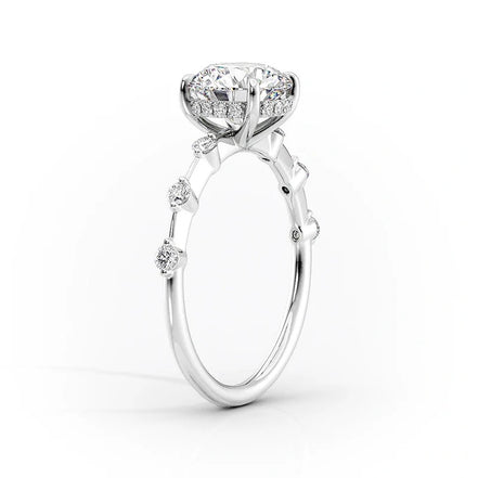 Oval Cut Moissanite Hidden Halo Engagement Ring