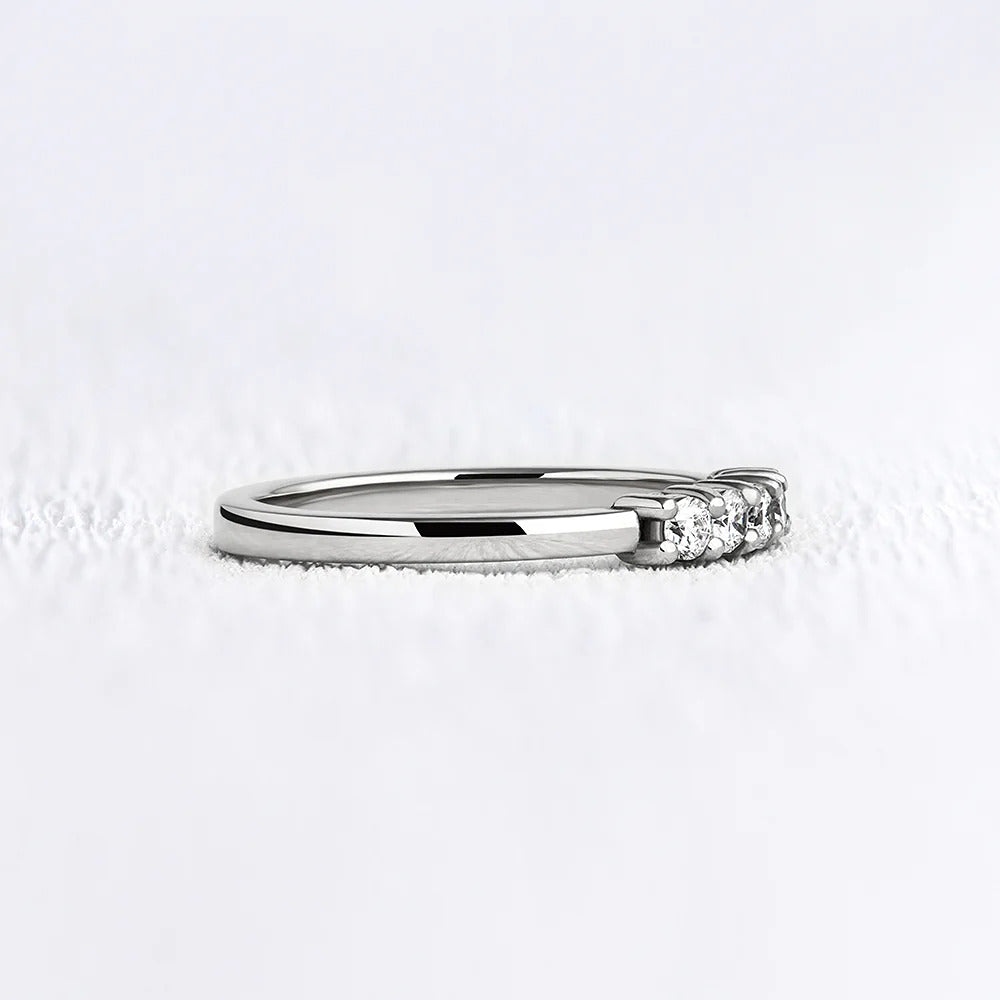 Five Stone D Color Moissanite Diamond Round Cut Band