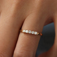 Five Stone D Color Moissanite Diamond Round Cut Band
